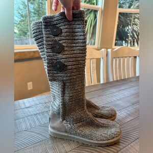 UGG Cardy - Chunky Sweater Charcoal Knit Boho Slouchy Boots Women's Size 7